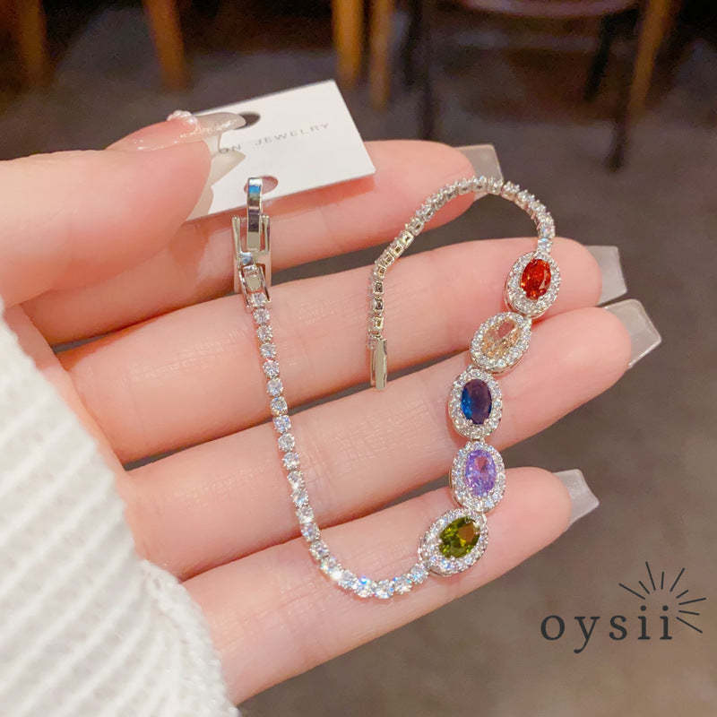 Prismatic Charm — Full Color Zircon Adjustable Bracelet