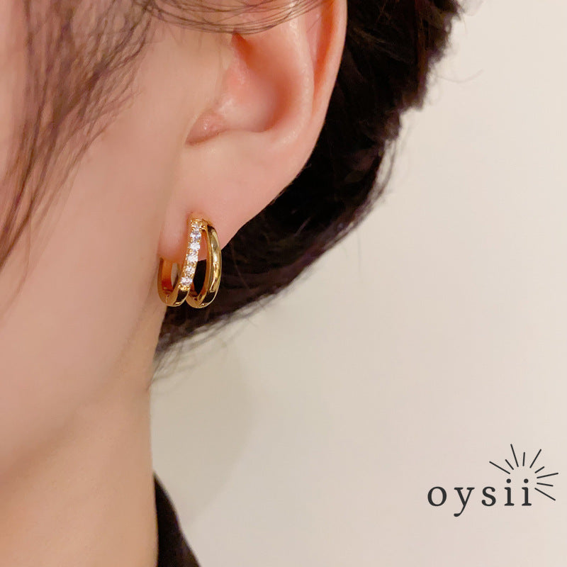 Minimal Grace — Hollow Zircon Hoop Ear Clips