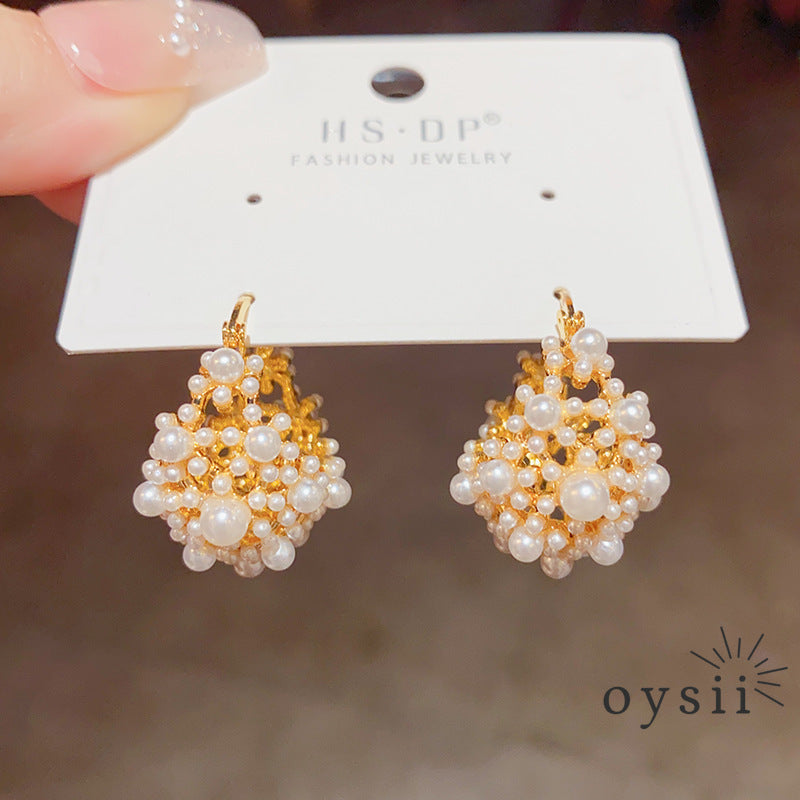 Pearl Sonata — 18K Gold Plated Flower Basket Earrings