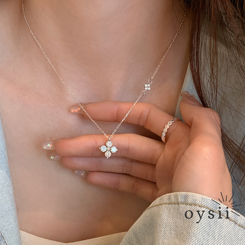 Twin Luck – S999 Silver Double Clover Necklace