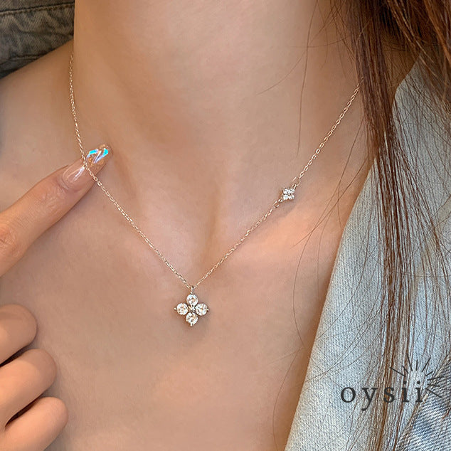 Twin Luck – S999 Silver Double Clover Necklace