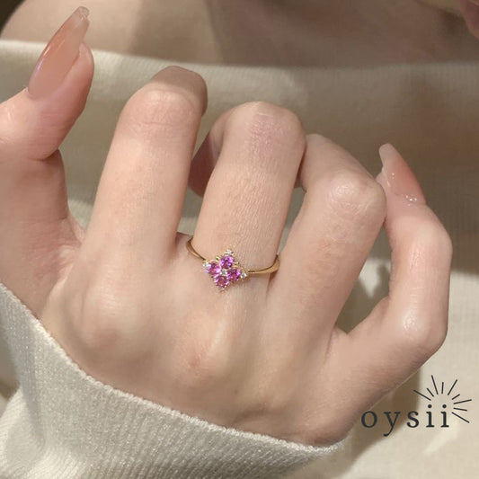 Violet Luck — Purple Gem Four-Leaf Clover Necklace & Adjustable Ring