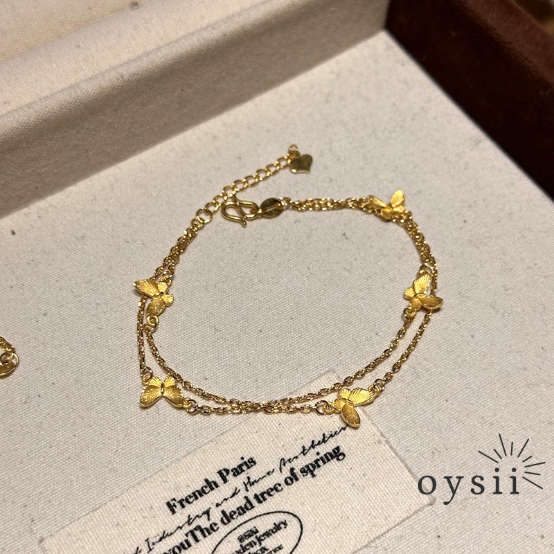 Golden Whispers – Double Layer Butterfly Bracelet