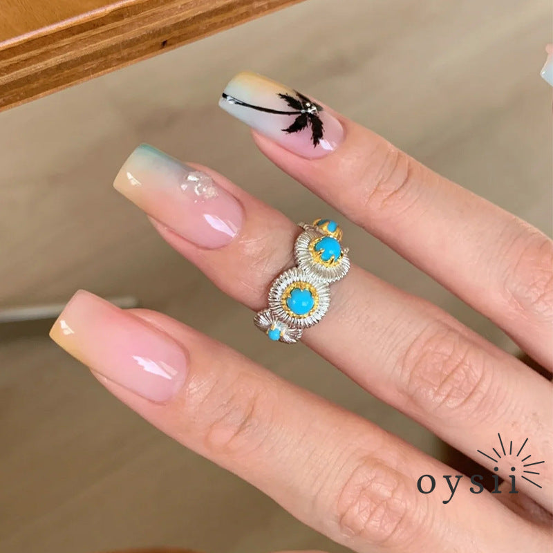 Turquoise Whisper – Matte Vintage Stackable Ring