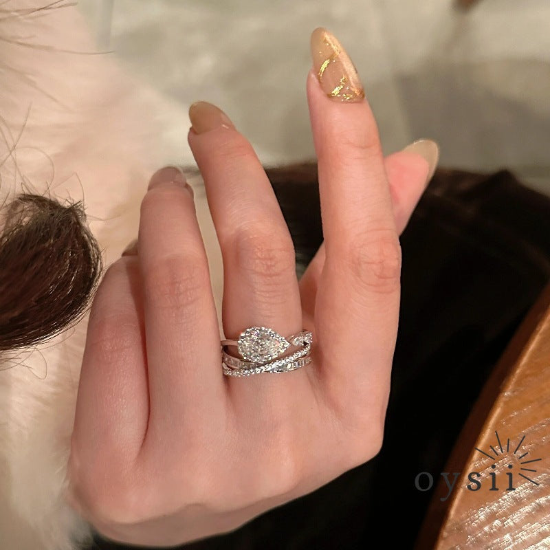 Luminous Drift — Multi-Layer Diamond Drop Ring