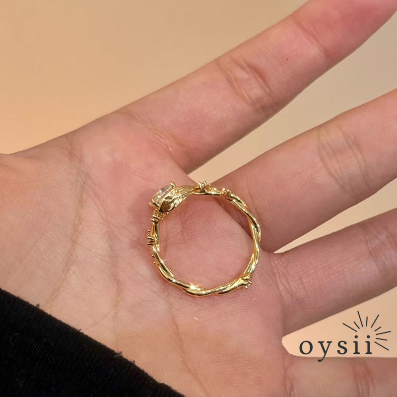 Twilight Vine — Wrapped Vine Square-Cut Crystal Ring