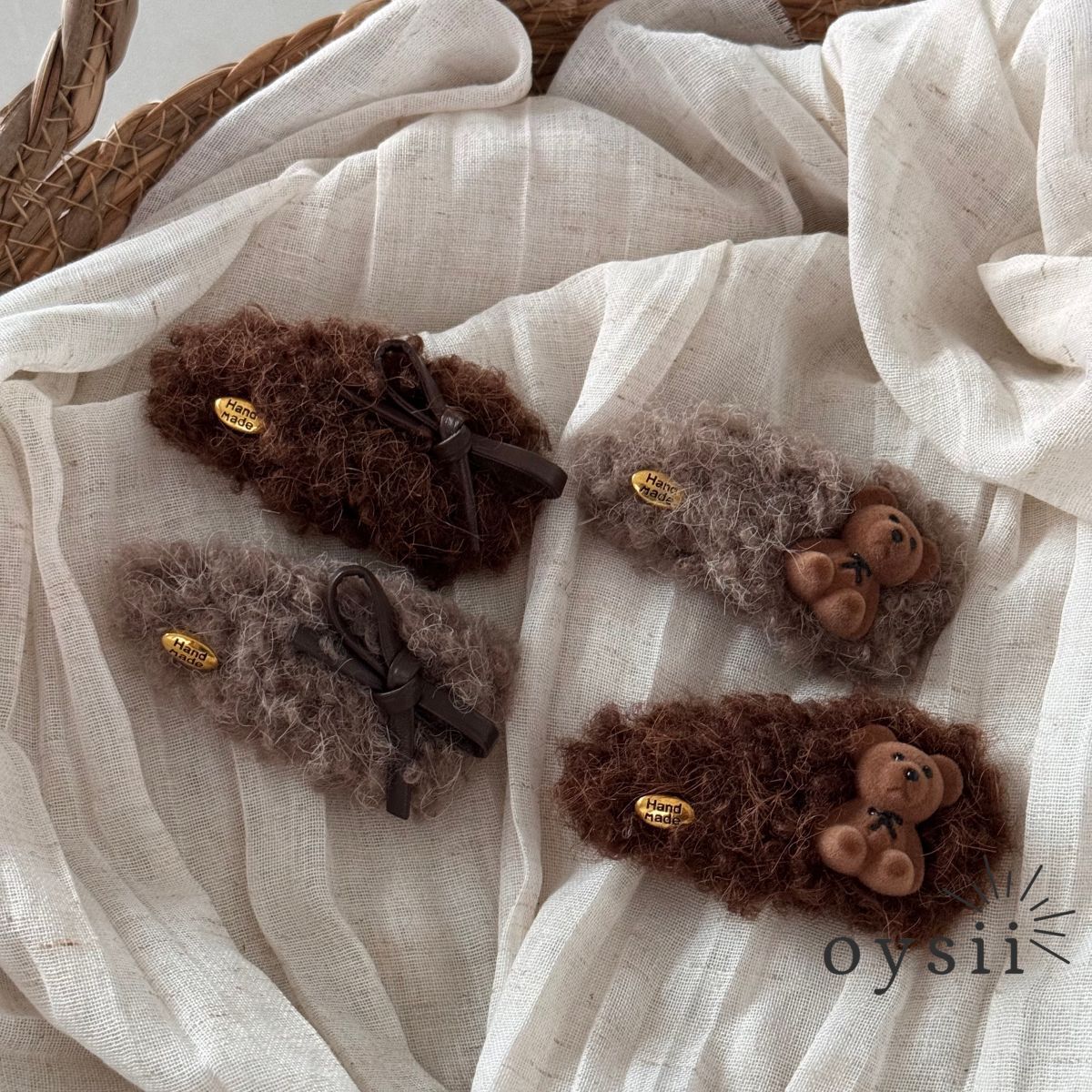 Plush Teddy Bow Hair Clip