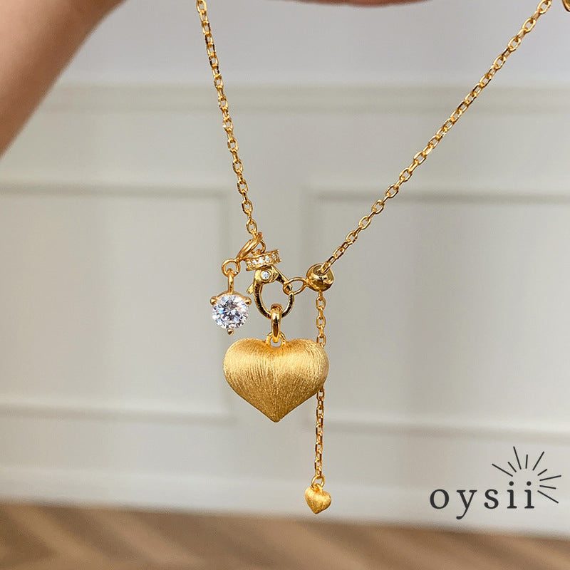 Parisian Charm – Matte Heart Orbit Necklace
