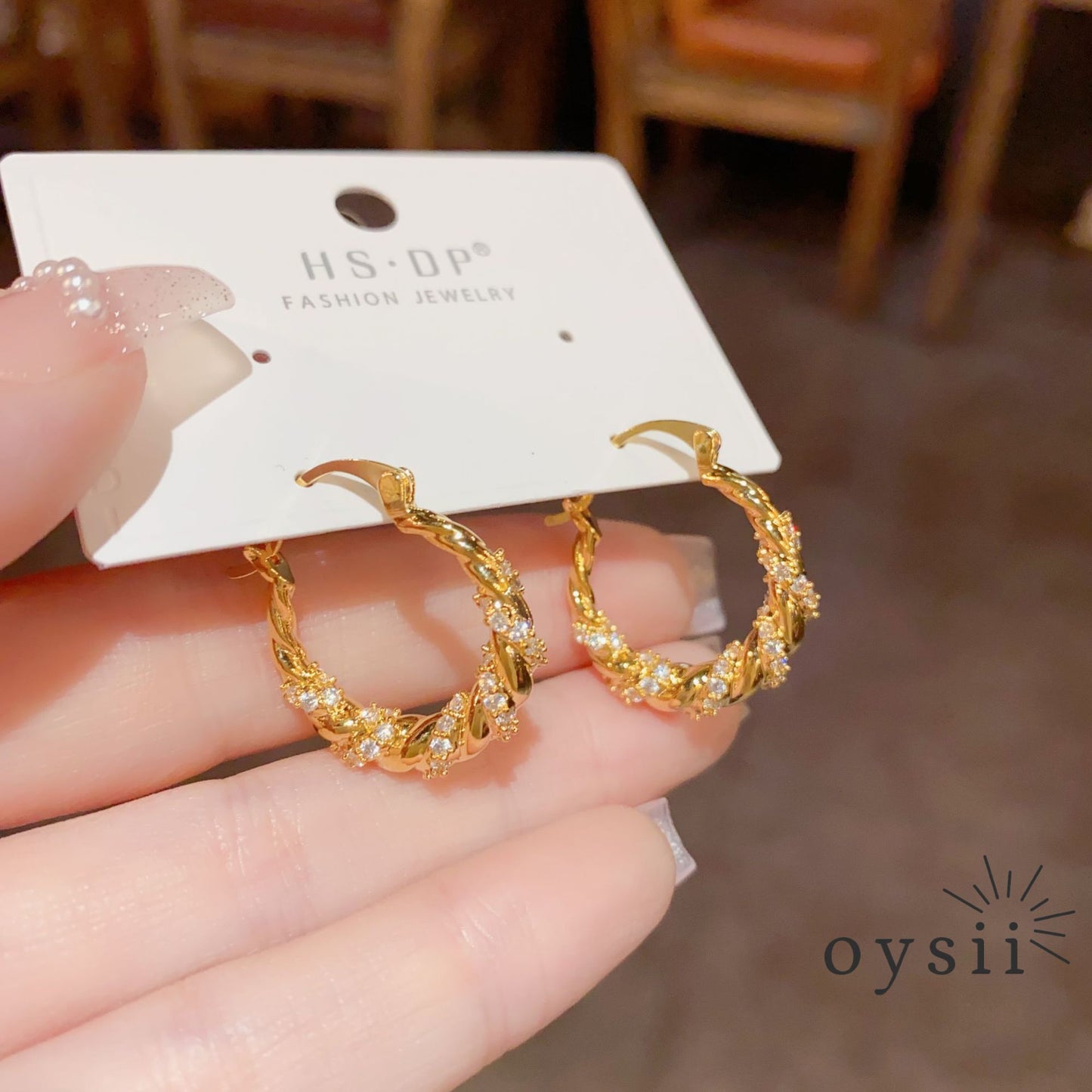 Twist Elegance — Zircon Braided Hoop Earrings