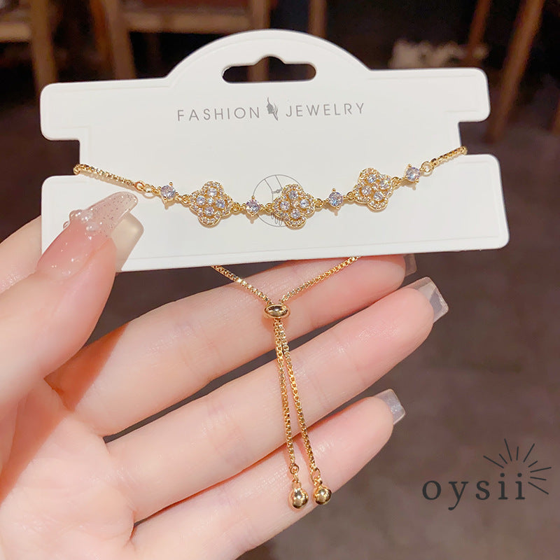 Blossom Tranquility — Three Zircon Flower Bracelet