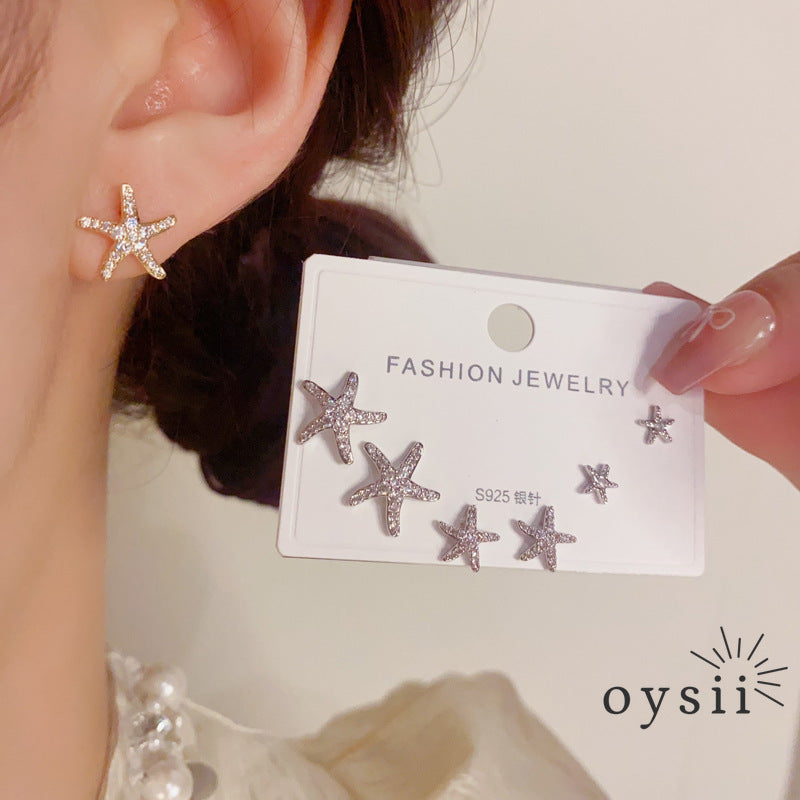 Ocean Whisper — Starfish Trio Stud Earrings Set