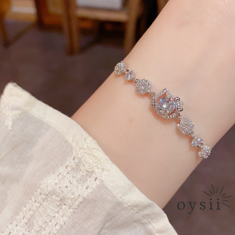 Feline Charm — Micro Pavé Cat Bracelet