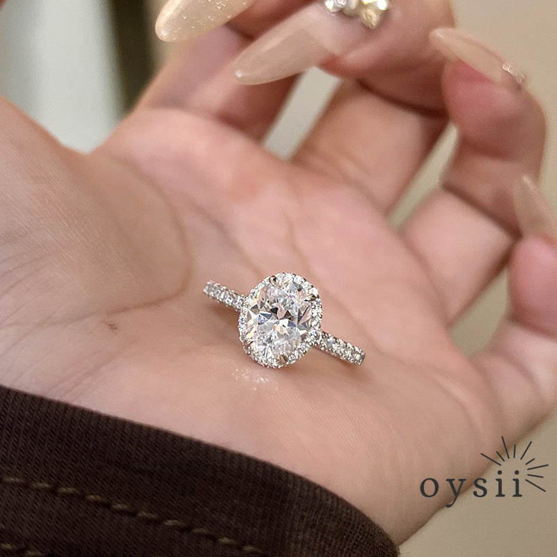 Dazzling Dove — Full-Crystal Pigeon Egg Ring