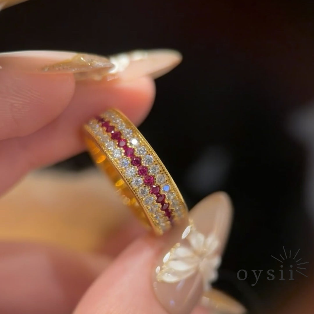 Crimson Elegance — Vintage Ruby Diamond Ring
