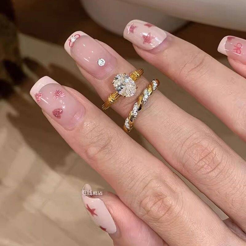 Twist Zircon Ring Set of 2