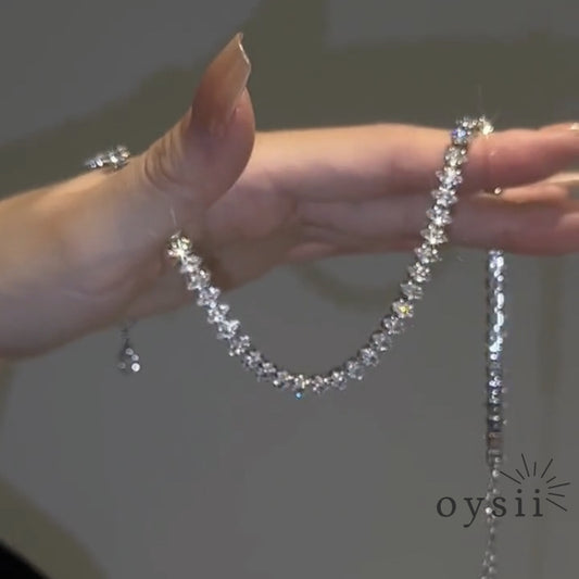 Luminous Chain – Full-Crystal Minimalist Necklace