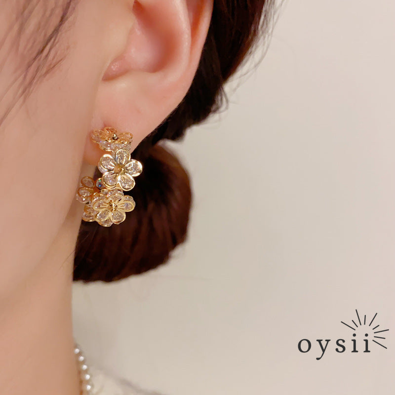 Blossom Glow — Micro Pavé Zircon Hoop Earrings