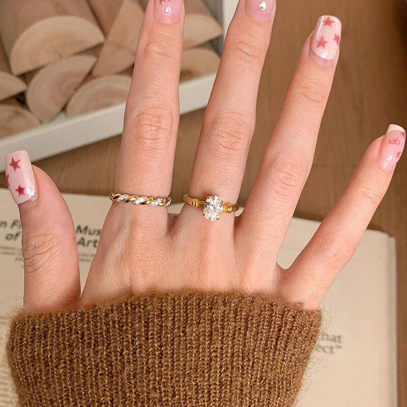 Twist Zircon Ring Set of 2
