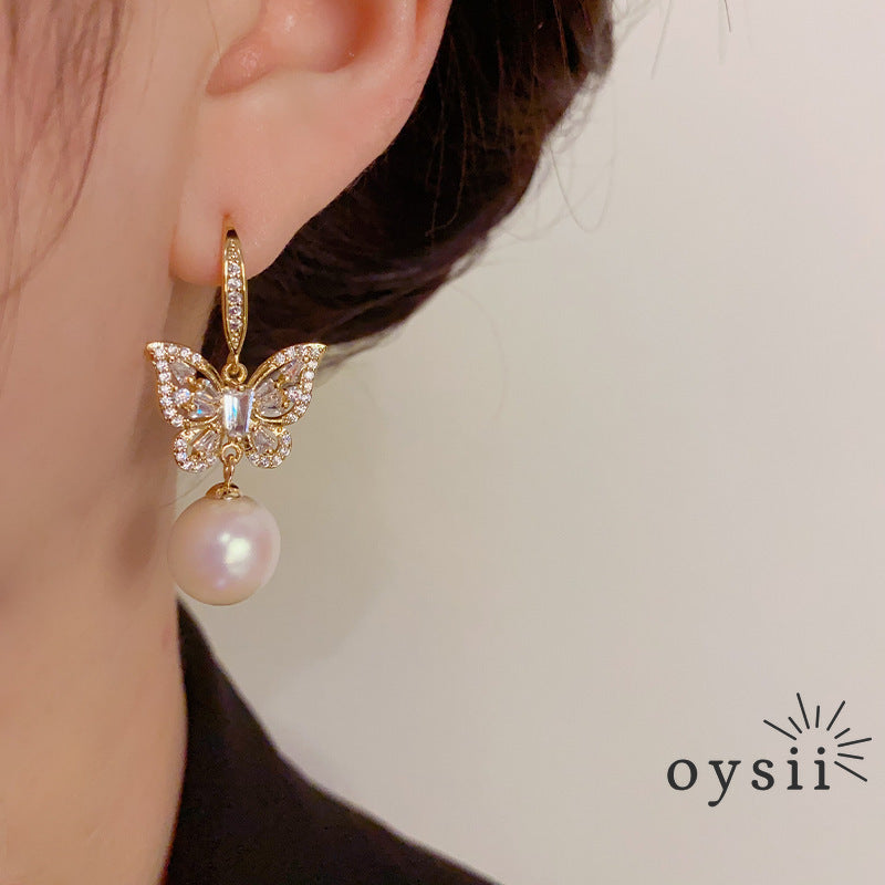 Butterfly Whisper — Mother-of-Pearl & Zircon Earrings