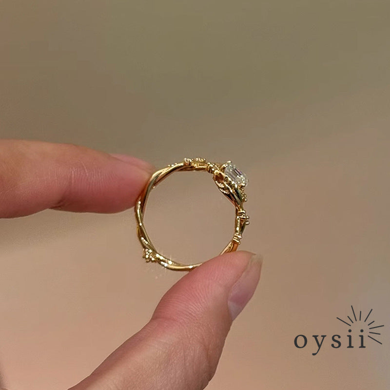 Twilight Vine — Wrapped Vine Square-Cut Crystal Ring