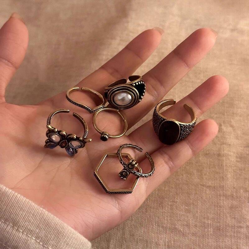 Vintage Butterfly Ring Set of 7