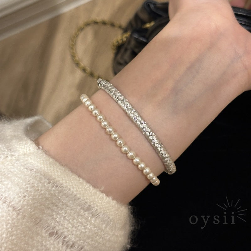 Golden Harvest — French-Italian Brushed Wheat Weave Bracelet