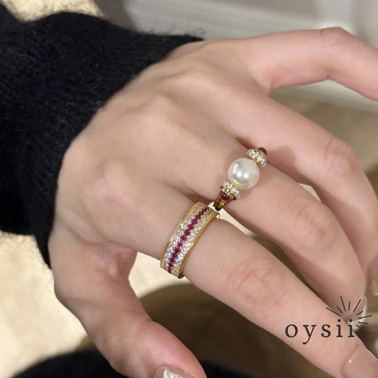 Crimson Elegance — Vintage Ruby Diamond Ring