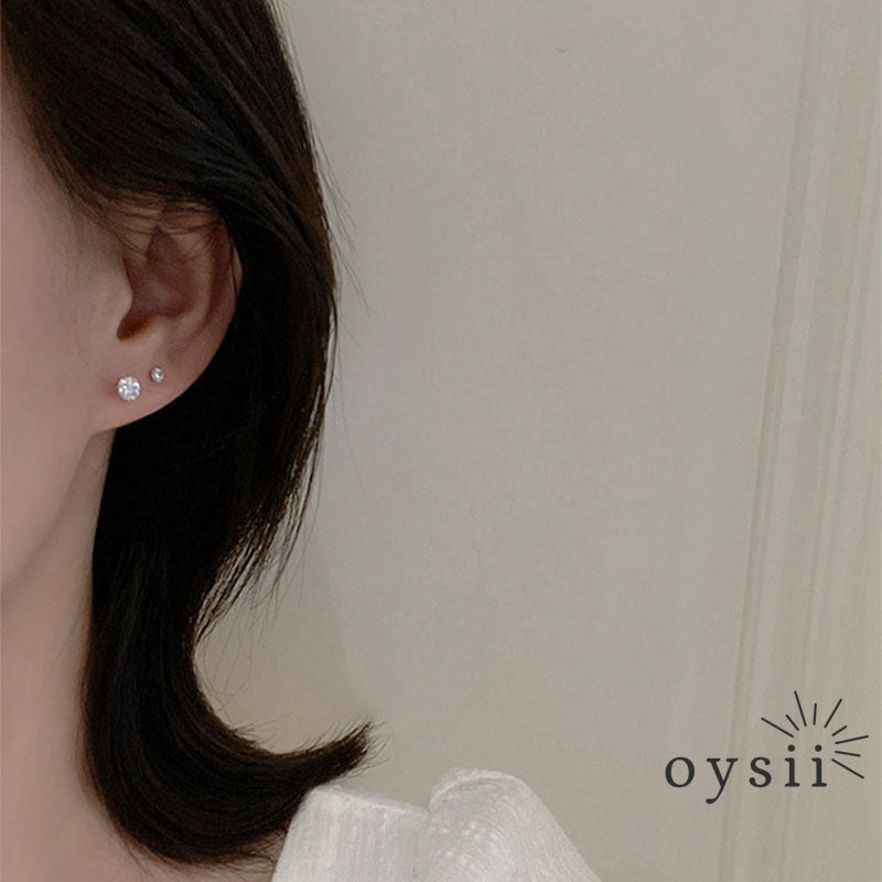 Morning Dew — 990 Silver Mini Zircon Stud Earrings