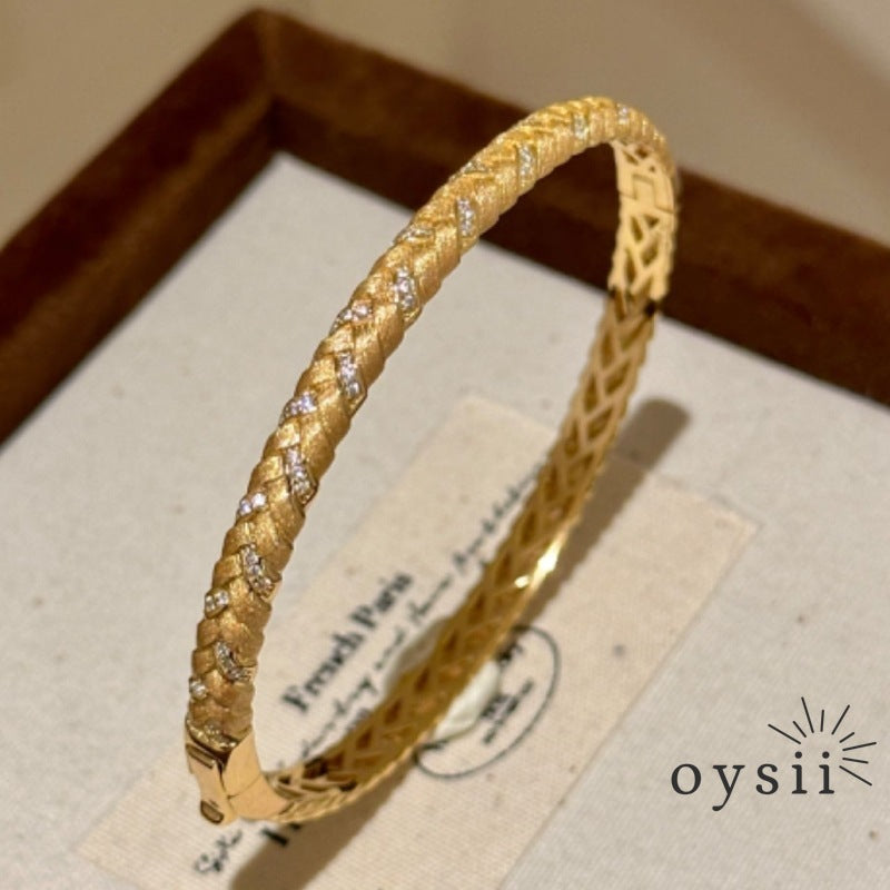 Golden Harvest — French-Italian Brushed Wheat Weave Bracelet