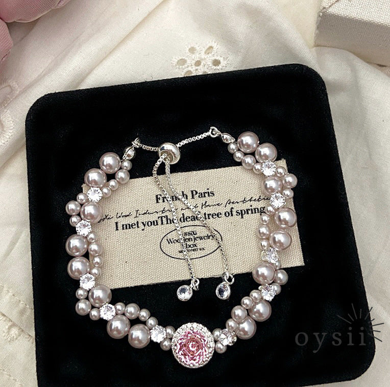 Rose Charm – Manta Pearl & Pavé Zircon Bracelet