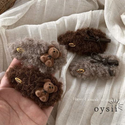 Plush Teddy Bow Hair Clip
