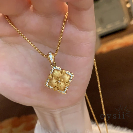 Clover Grace — Vintage Dual-Sided Diamond Necklace