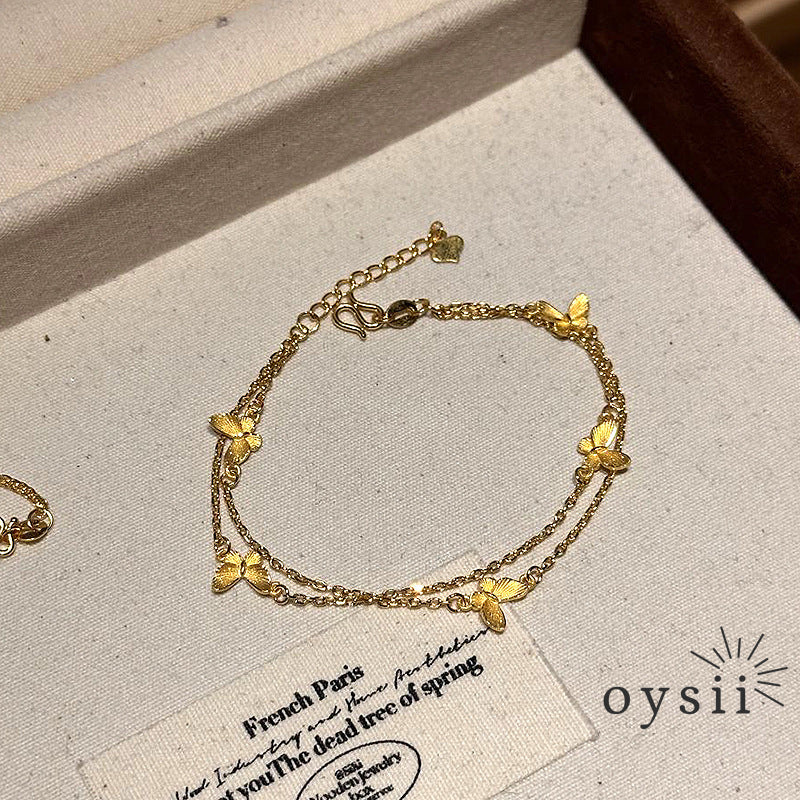 Golden Whispers – Double Layer Butterfly Bracelet