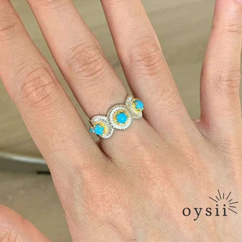 Turquoise Whisper – Matte Vintage Stackable Ring