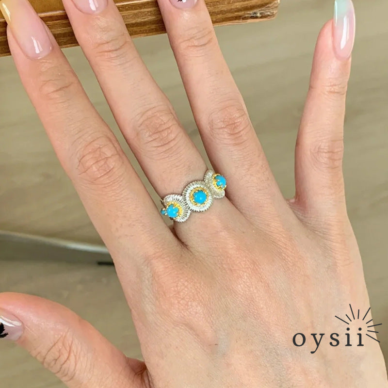 Turquoise Whisper – Matte Vintage Stackable Ring