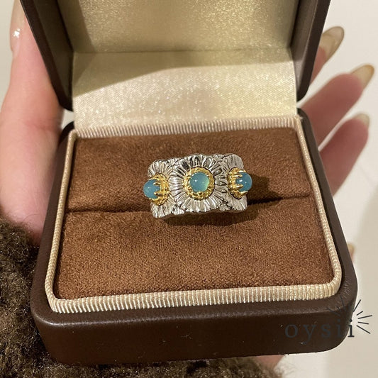 Azure Daisy – Blue Agate Ring