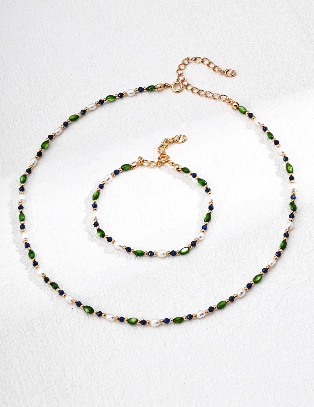 Elegant S925 Silver Rice Pearl and Olive Bead Necklace with Lapis Lazuli - Timeless Silver Necklace featuring Rice Pearls, Olive Beads, and Lapis Lazuli for a Sophisticated Look