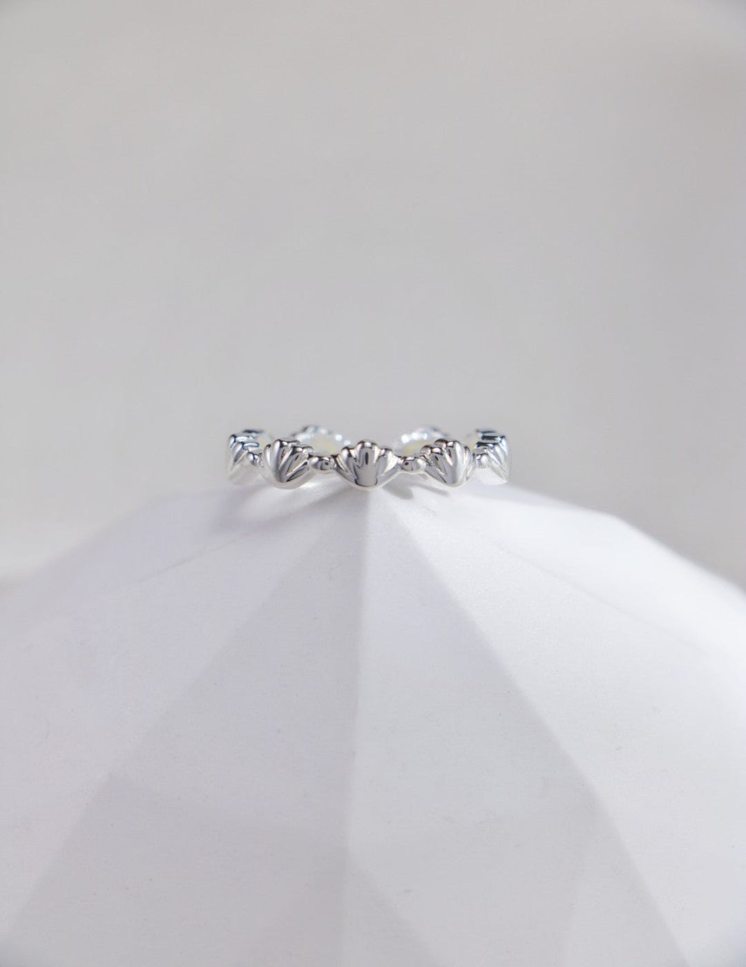 Elegant sterling silver seashell-inspired band, timeless nautical fashion piece