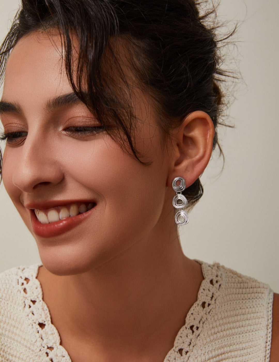 Handcrafted 925 silver spiral wave design earrings, elegant minimalist jewelry