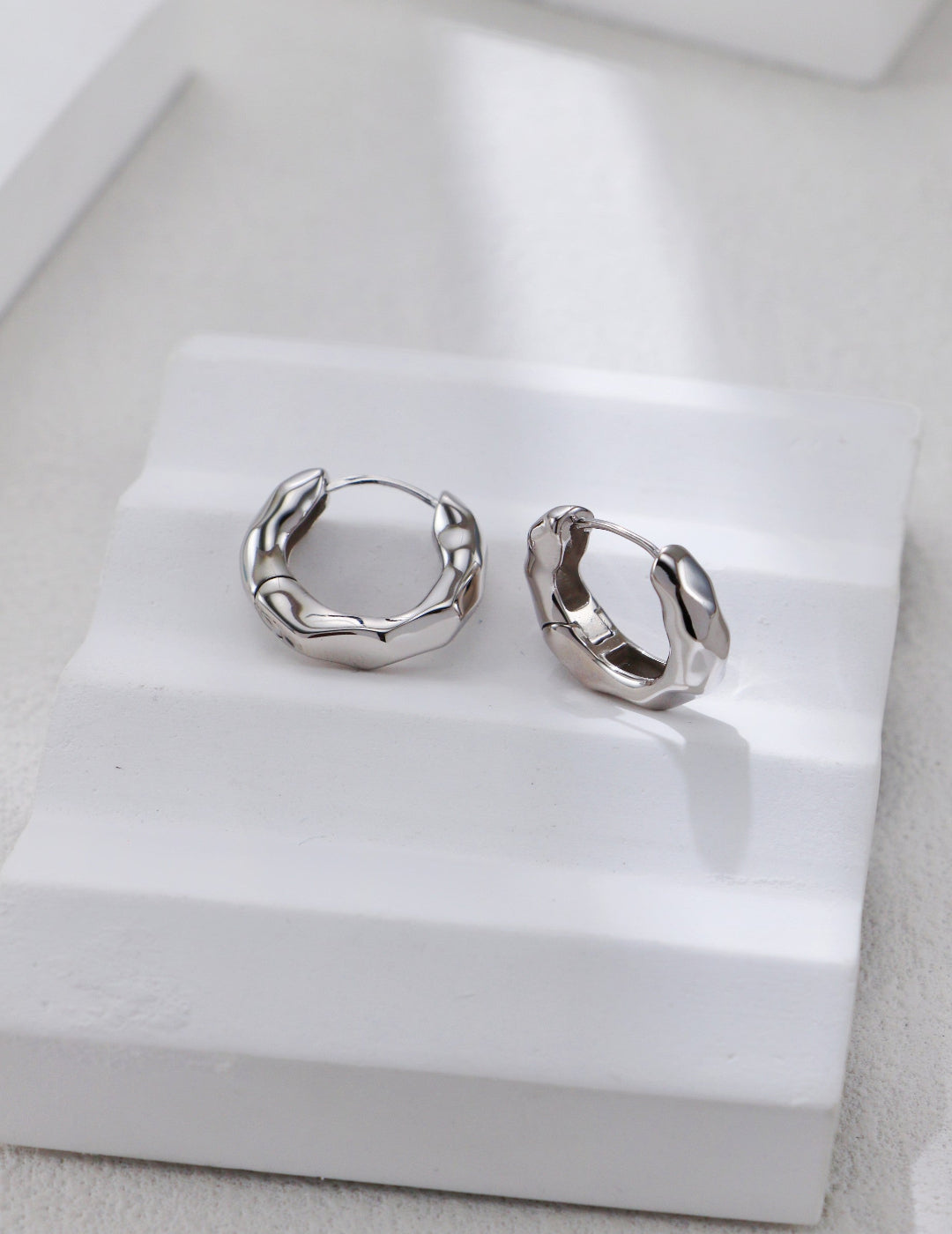 Delicate hammered design earrings, modern minimalist jewelry for women