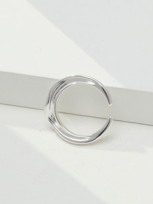 Minimalist solid silver open band ring, adjustable sterling silver jewelry for women