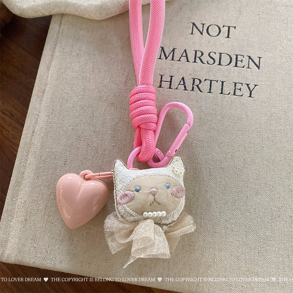 Blue Bear Heart Keychain