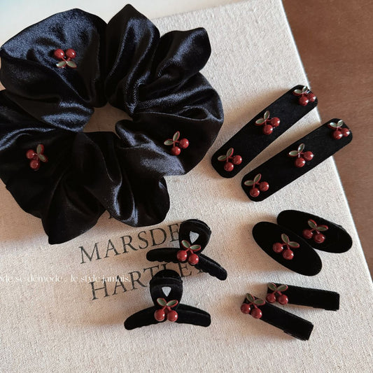 Cherry Velvet Hair Clip