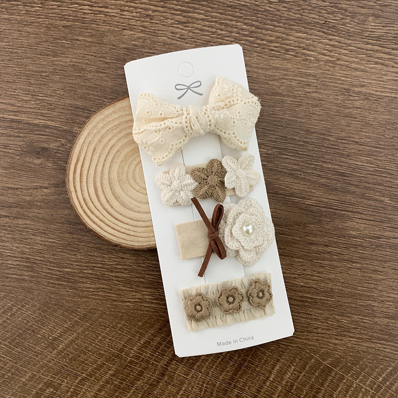 Milk Tea Lace Baby Hair Clip Set