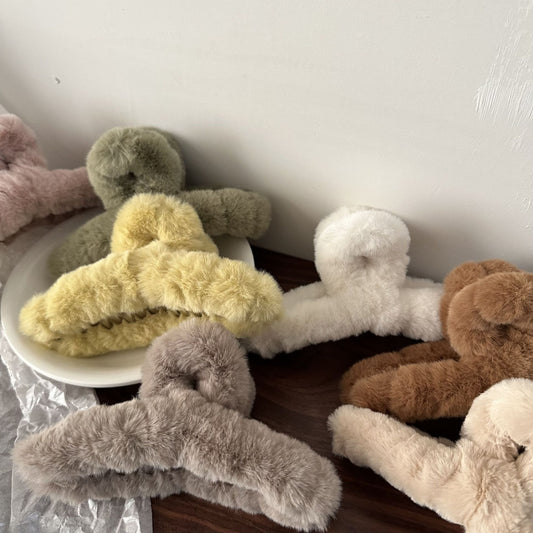 Autumn Winter Plush Wrapped Hair Claw