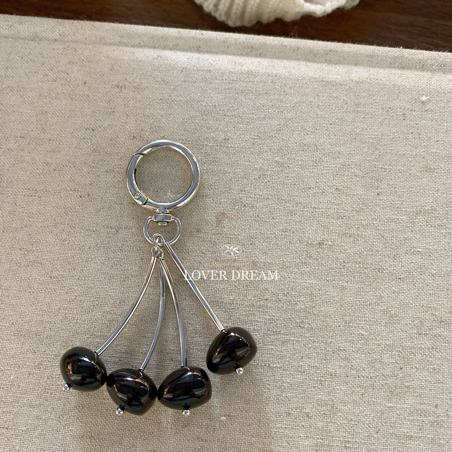 Stone Bead Feather Keychain