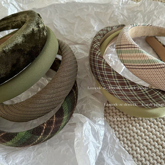 Dark Green Quilted High-Crown Headband