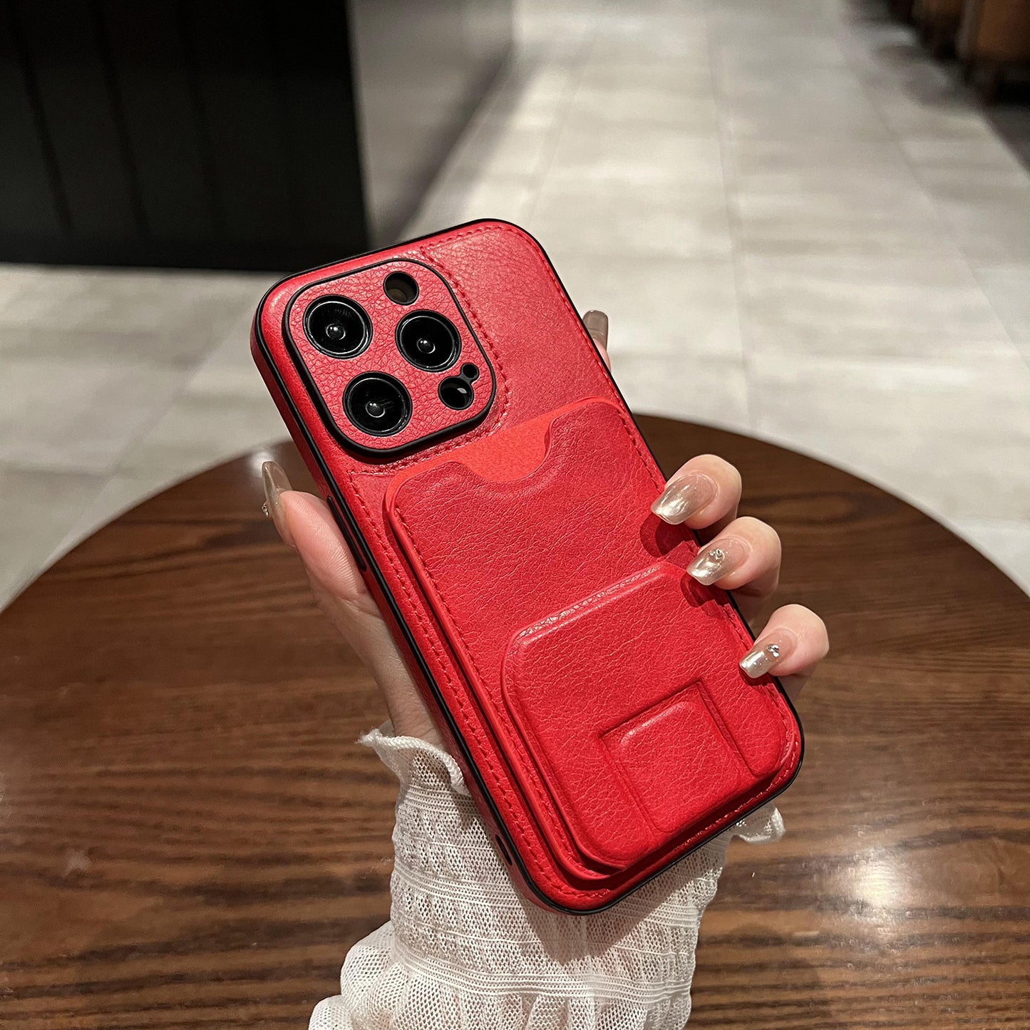 Leather Card Holder Stand iPhone Case