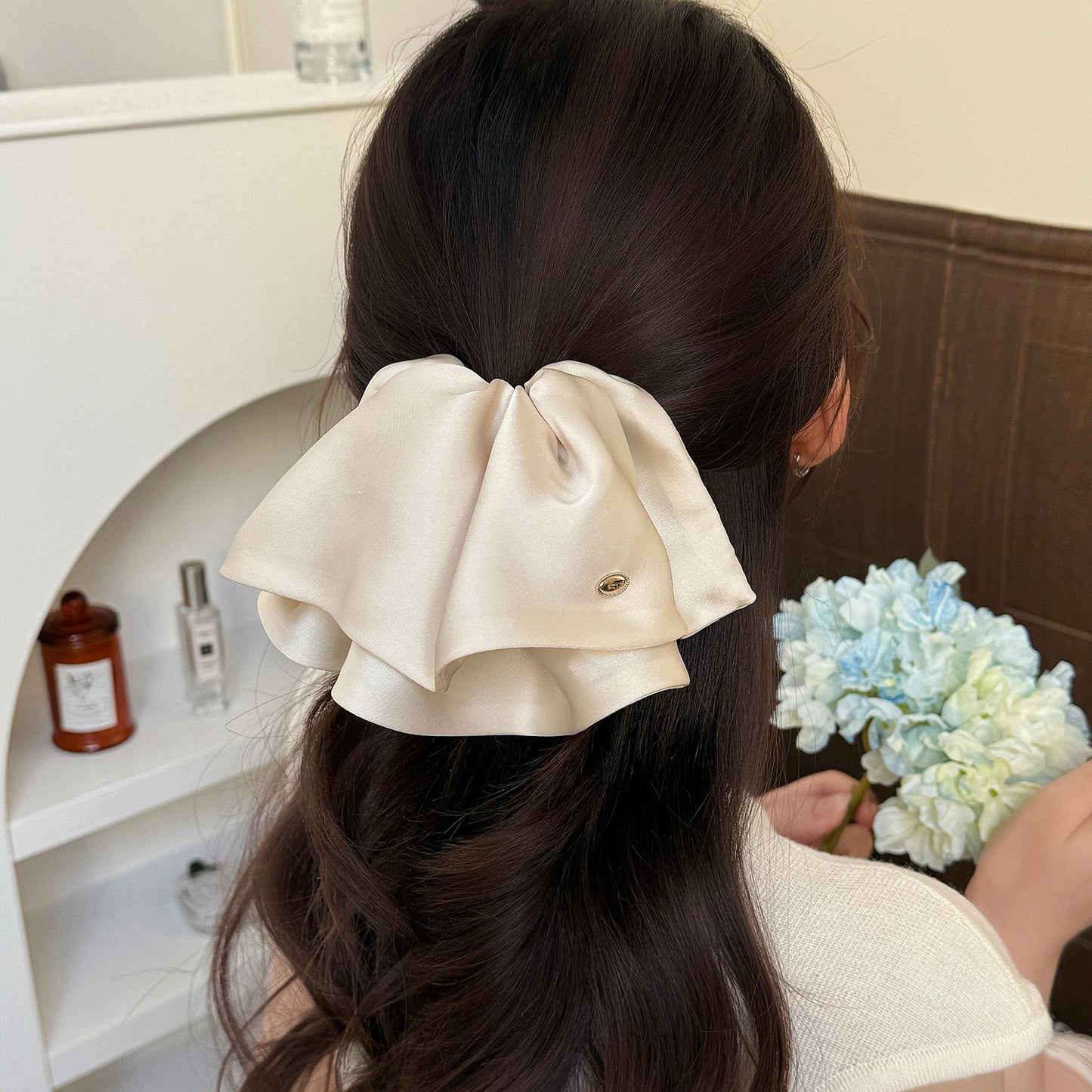 Satin Bow Ponytail Claw Clip