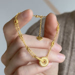 Fortune Halo – Hollow Gourd Safety Pin Bracelet